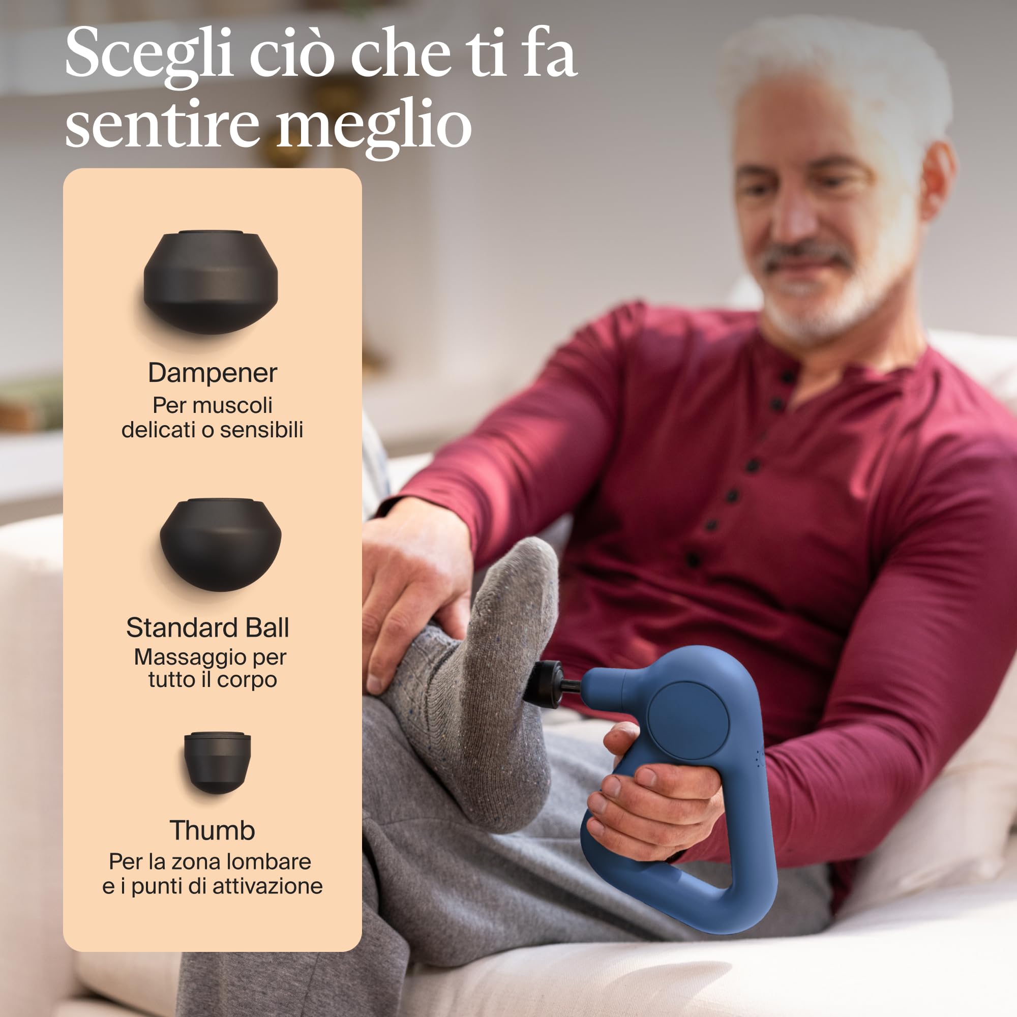 Theragun Relief Massaggiatore a Percussione Manuale - Facile da Usare, Confortevole e Leggero per Alleviare Dolore Quotidiano in Collo, Schiena, Gambe, Spalle e Corpo-Marine