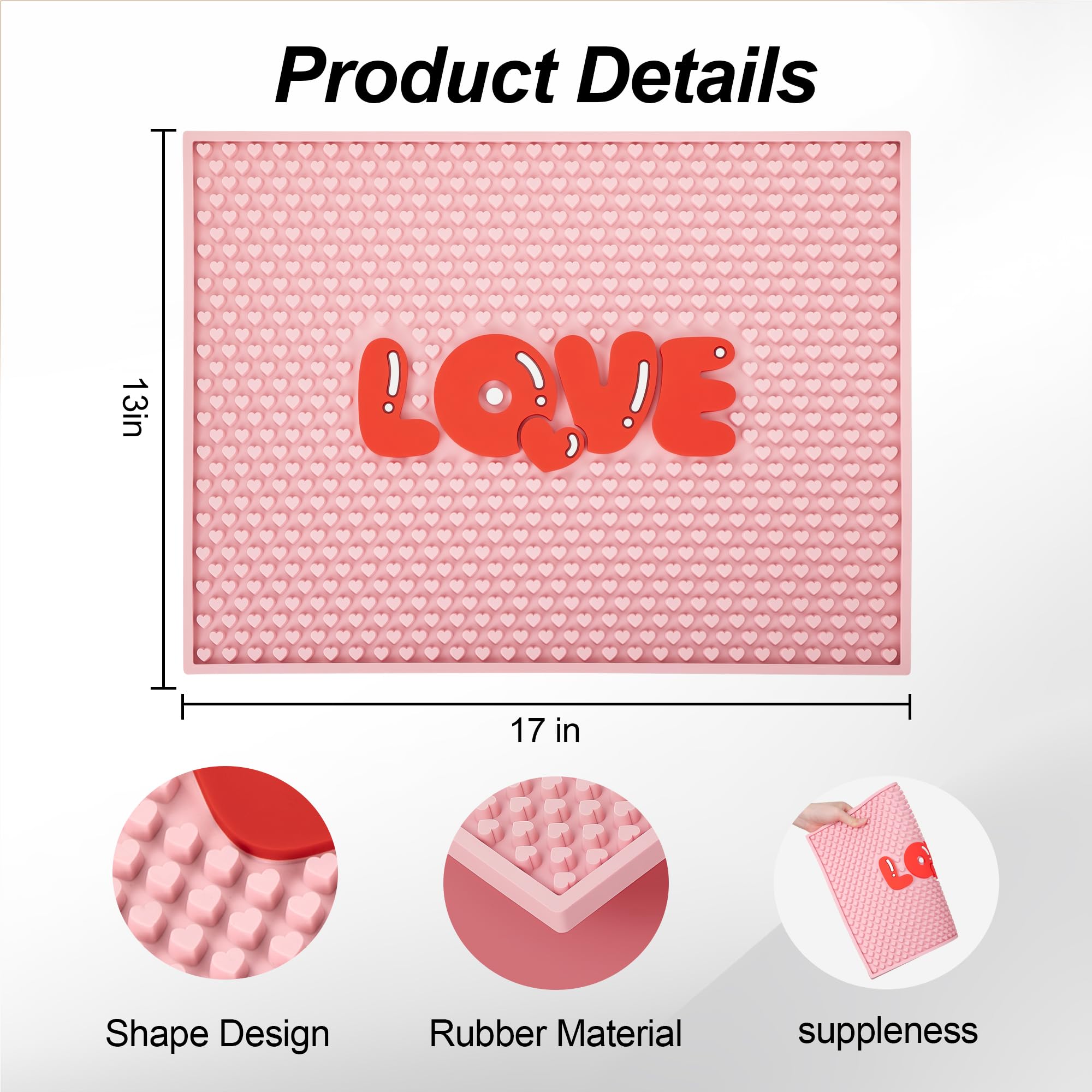 17"x13" Bar Mat for Countertop Anti Slip Cleaning and Drying (Love) — Amazon image 3