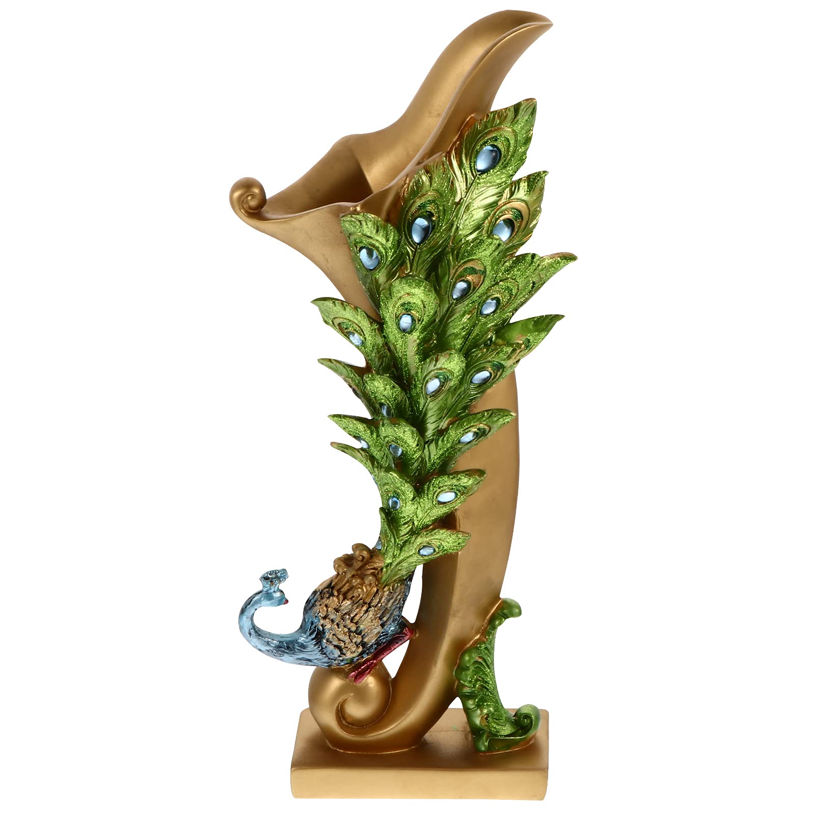 Angoily Peacock Vase Resin Flower Vase Decorative Artificial Flowers Vintage Style Home Decor