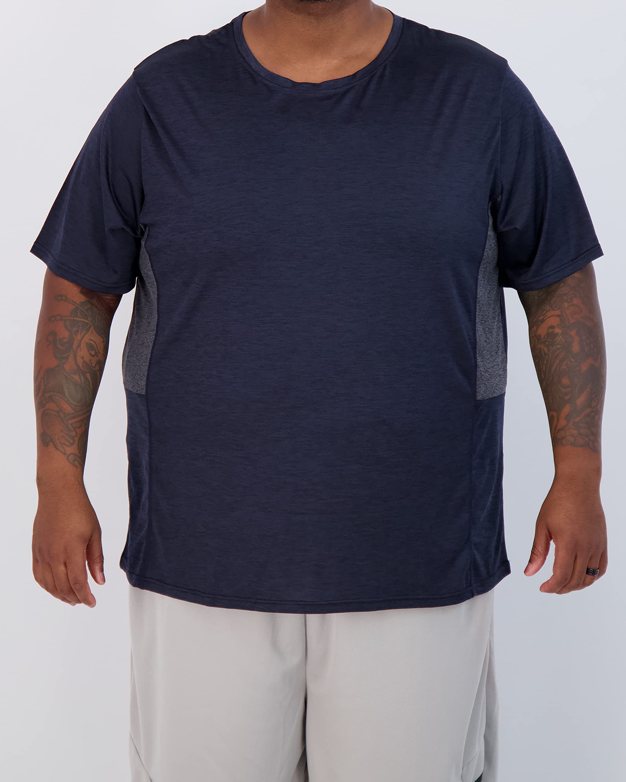 Real Essentials 3 Pack: Men’s Big & Tall Tech Stretch Long-Sleeve & Short-Sleeve Dry-Fit T-Shirt (3XT-5XT)