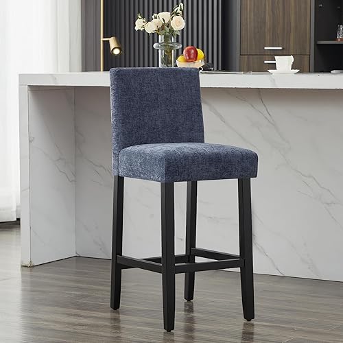 Miniatura 57 de Taburetes de bar de piel sintética de 26 pulgadas, modernas sillas de bar tapizadas de altura de barra, taburetes de bar con patas de madera maciza