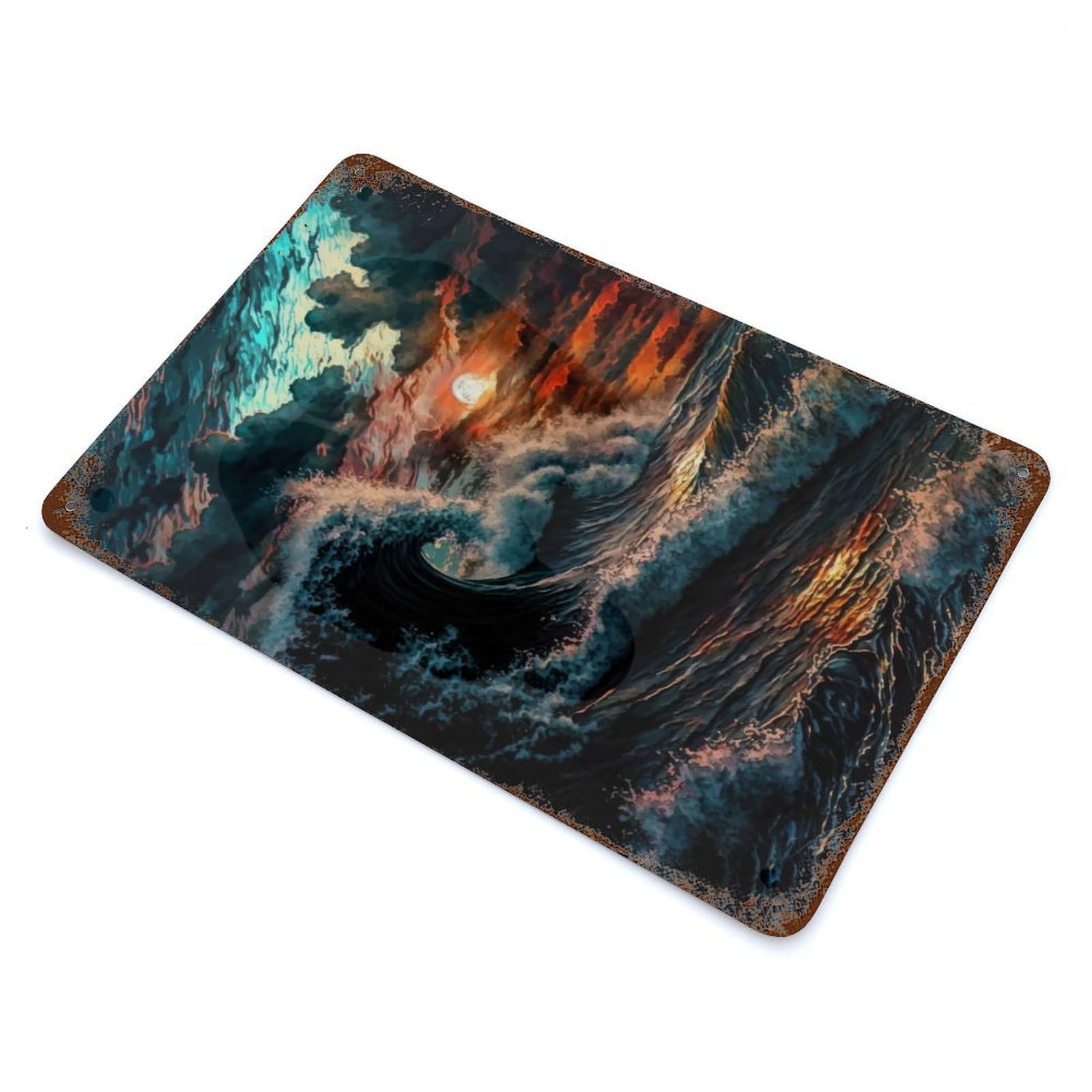 Stormly Ocean V4 Rustic Tin Plaque 11.8"x7.9", for Shed, Workshop And Garage Wall Decor, Rustic Home Decor