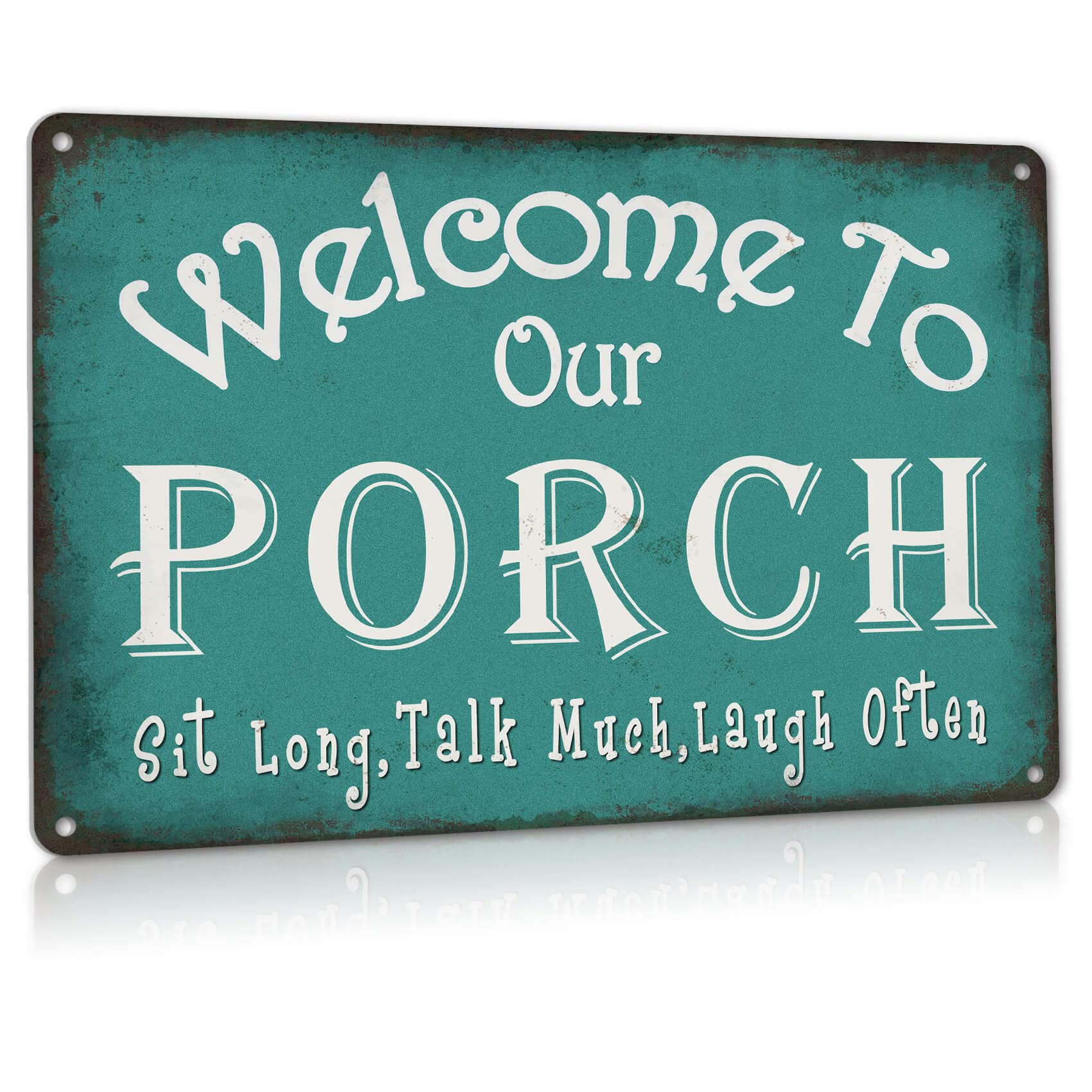 Vintage Metal Tin Sign Welcome To Our Porch Backyard Accessories Decor Outdoor, S Farmhouse Home Wall Decorations 8x12 Inches Custom Private Property Signs