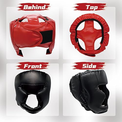 Miniatura 3 de Juego de guantes de boxeo y accesorios para la cabeza, incluye 2 unidades de casco de boxeo y 2 guantes de boxeo, equipo de boxeo para