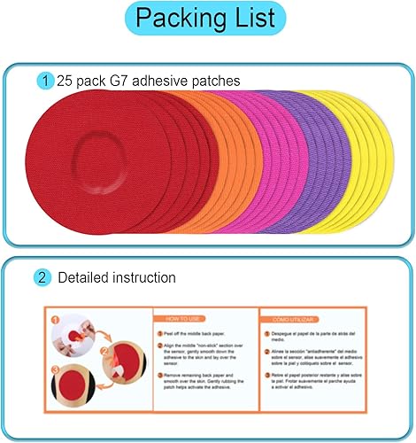 Miniatura 7 de Dexcom - Parches adhesivos G7 impermeables, paquete de 25 (5 colores combinados) Superposición para Dexcom G7 sobre cinta de parche, hipoalergénica