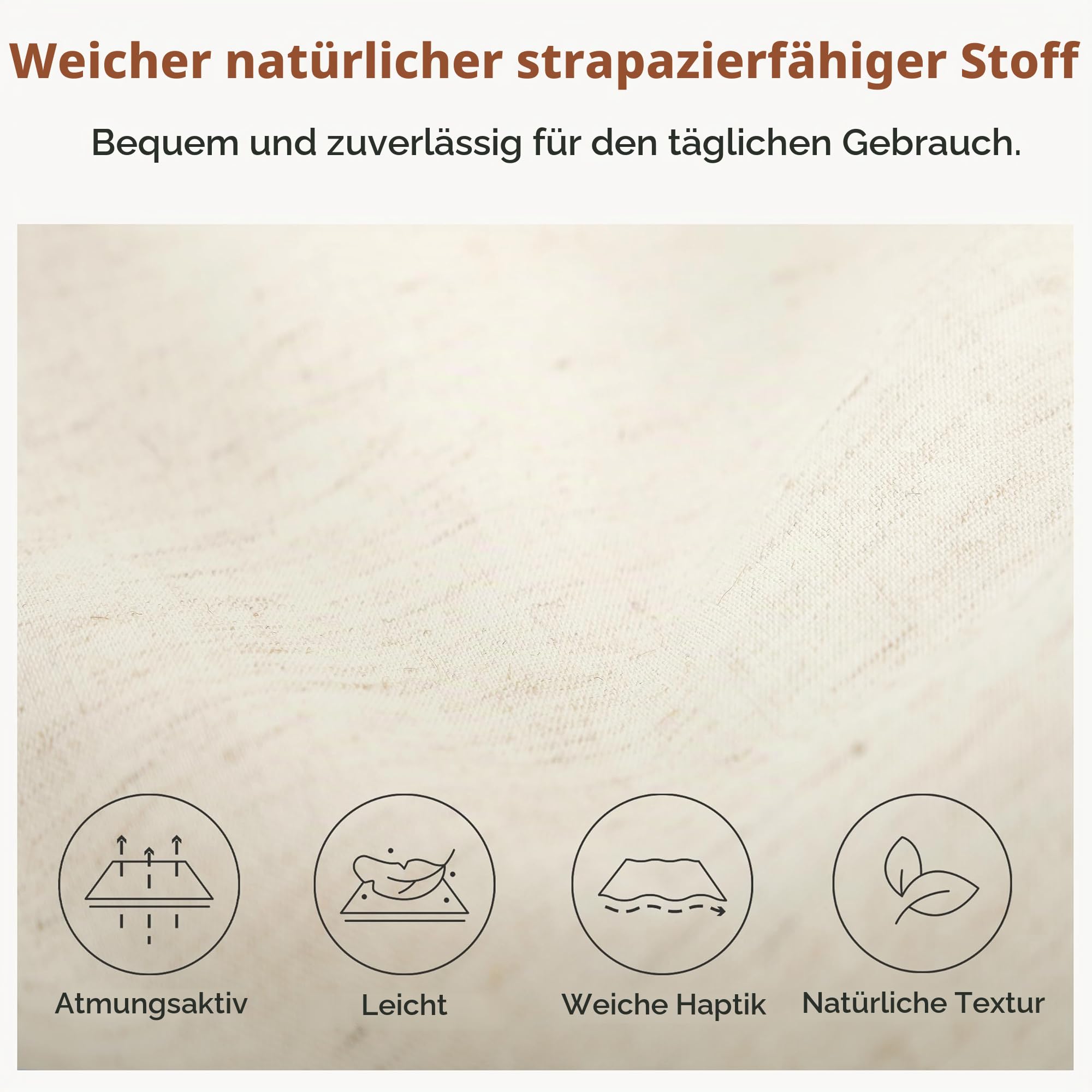 StorageWorks Aufbewahrungskorb mit Deckel, dekorative Aufbewahrungsboxen mit PU-Griffen, stapelbare Stoff-Aufbewahrungskörbe für Schrank, Regale, Beige (Baumwolle-Leinen), Jumbo, 3 Stück