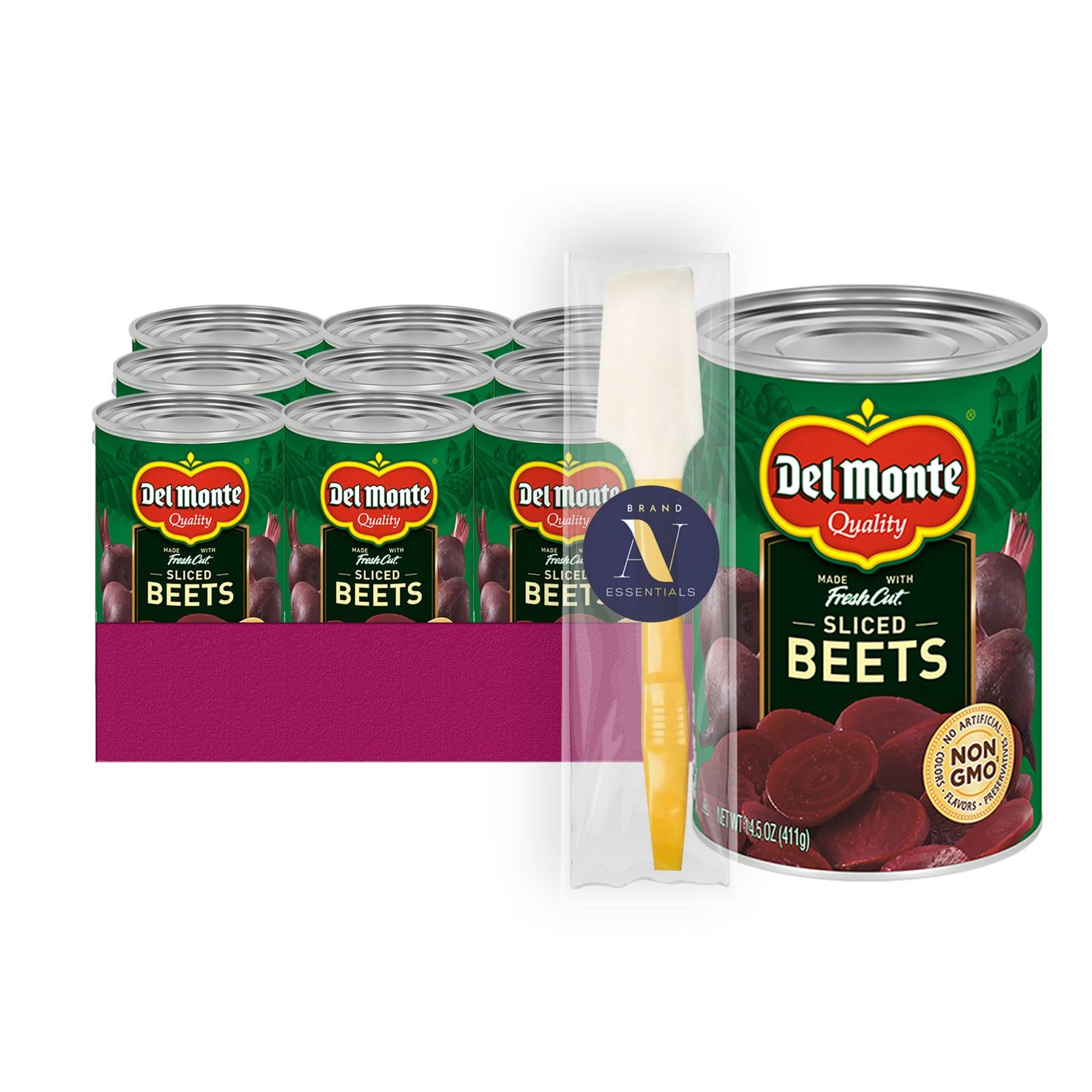 Lavinia Essentials Bundle: 12- Pack of Sliced Beets Canned Vegetables 14.5 oz Can + 1 Utility Prop