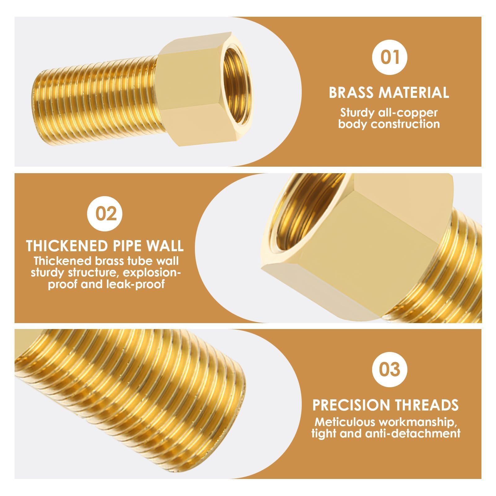 Adattatore Per Tubo In Ottone 1/2” Maschio – 1/2” Femmina – Raccordo Filettato Esagonale – Resistente Alla Corrosione