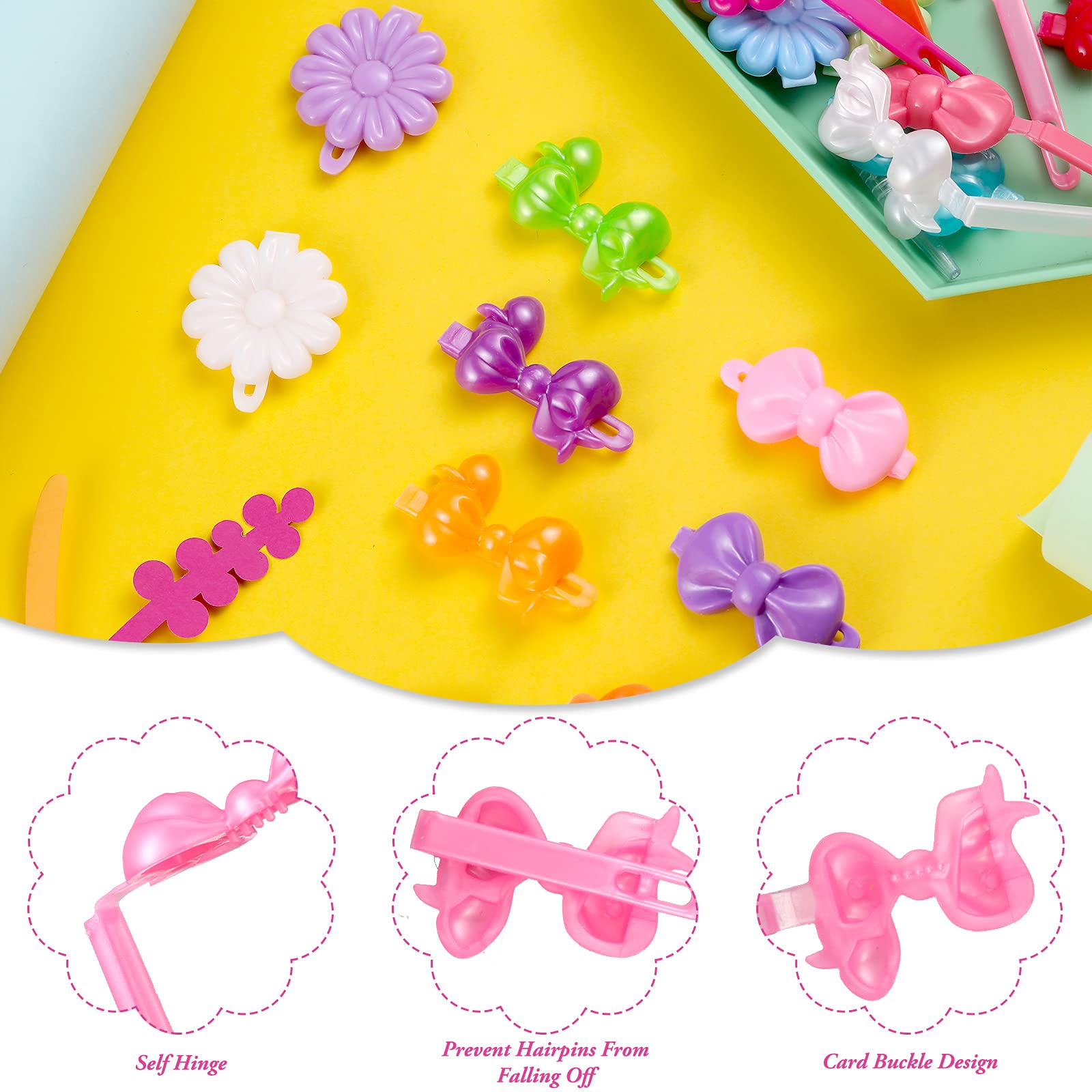 Amazon.com : Janinka 72 Pcs Self Hinge Hair Barrettes Plastic Hair