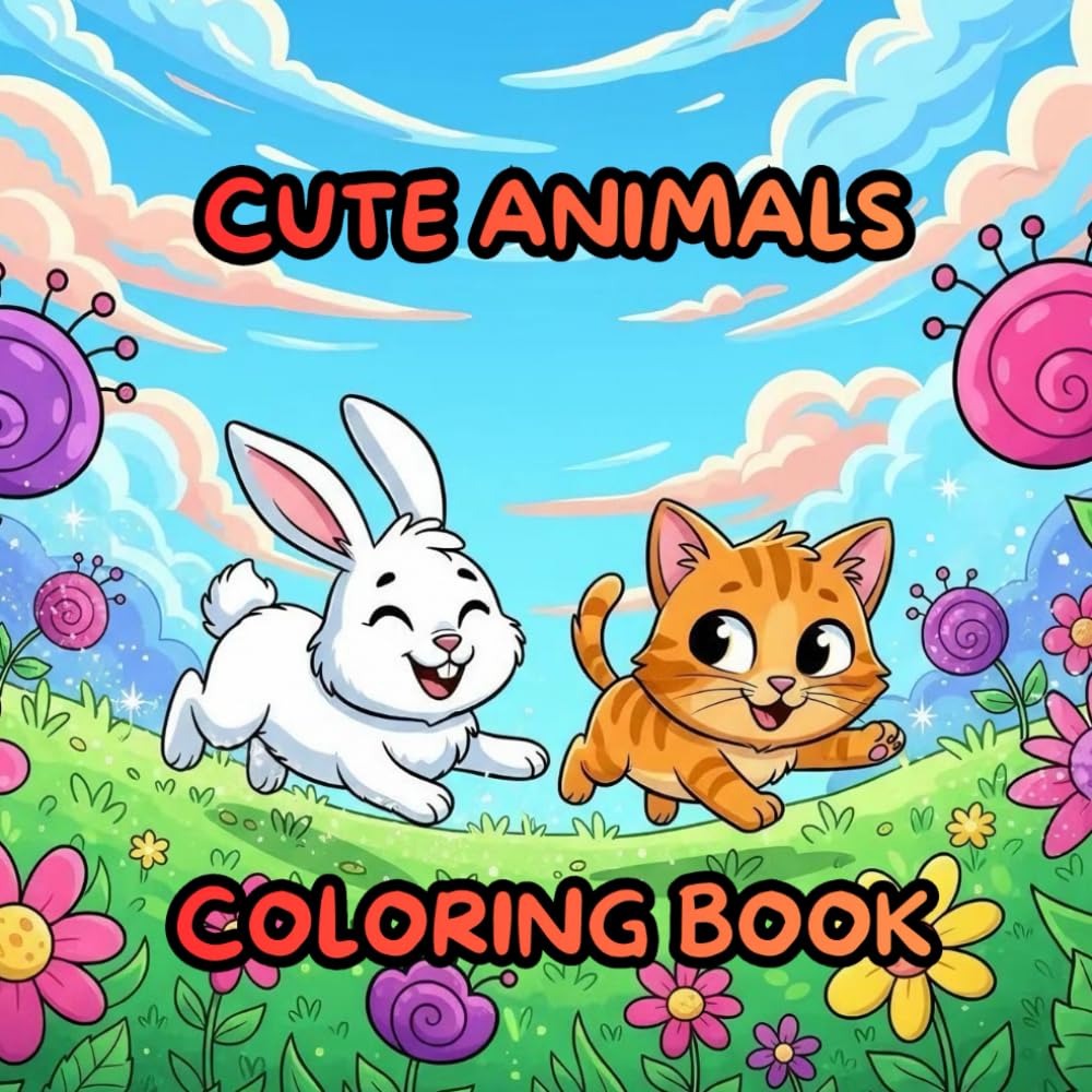 Cute animals coloring book: fun illustration of animals