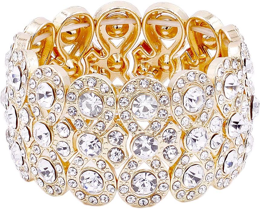 Lavencious Infinity Shape Rhinestone Stretch Bracelet Evening Party Jewelry 7”