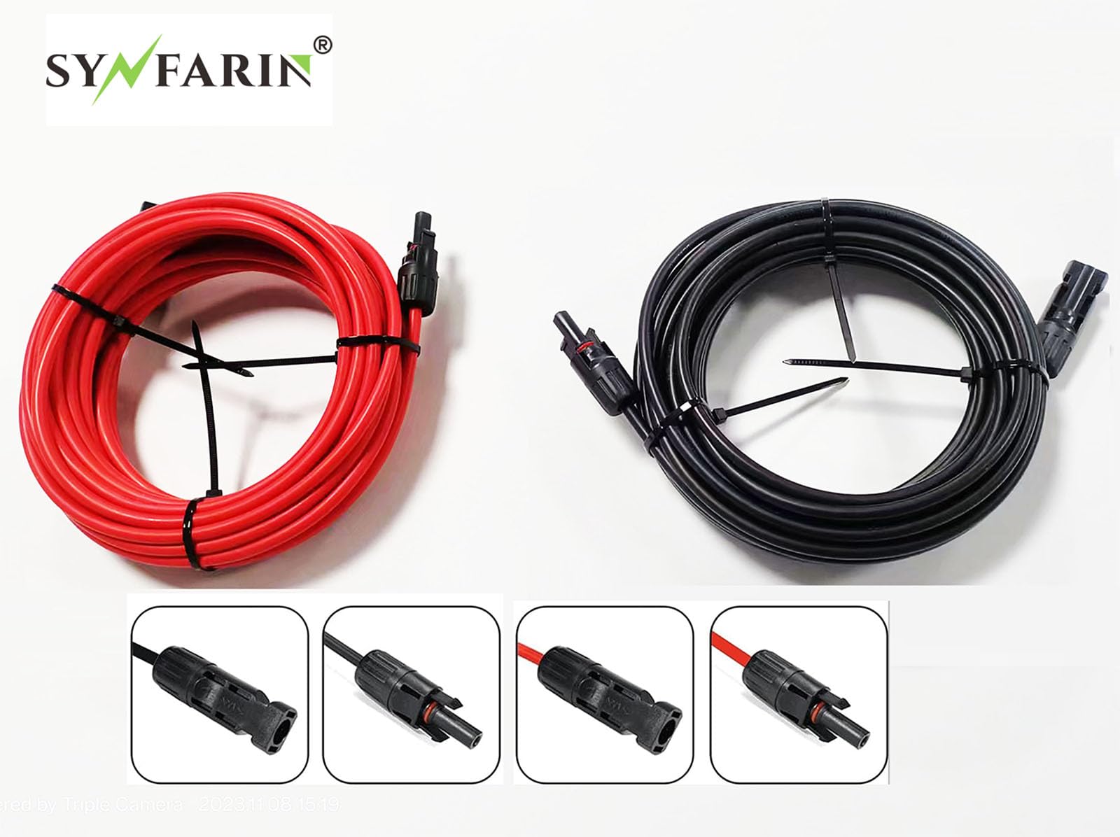 Prolunga per cavo solare da 8 m-6 mm², con spina MC4, CC 1500 V, rosso e nero