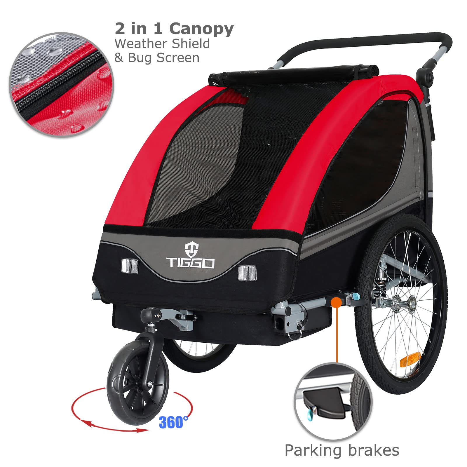 TIGGO World Rimorchio per bicicletta bici Jogger 2 in1 Ciondolo Bambini