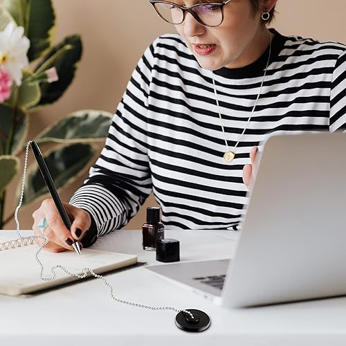 Miniatura 4 de Marspark 6 cadenas para bolígrafos, soportes de seguridad seguros para bolígrafos y 12 piezas de repuesto de tinta en blanco, recepción, con cadena