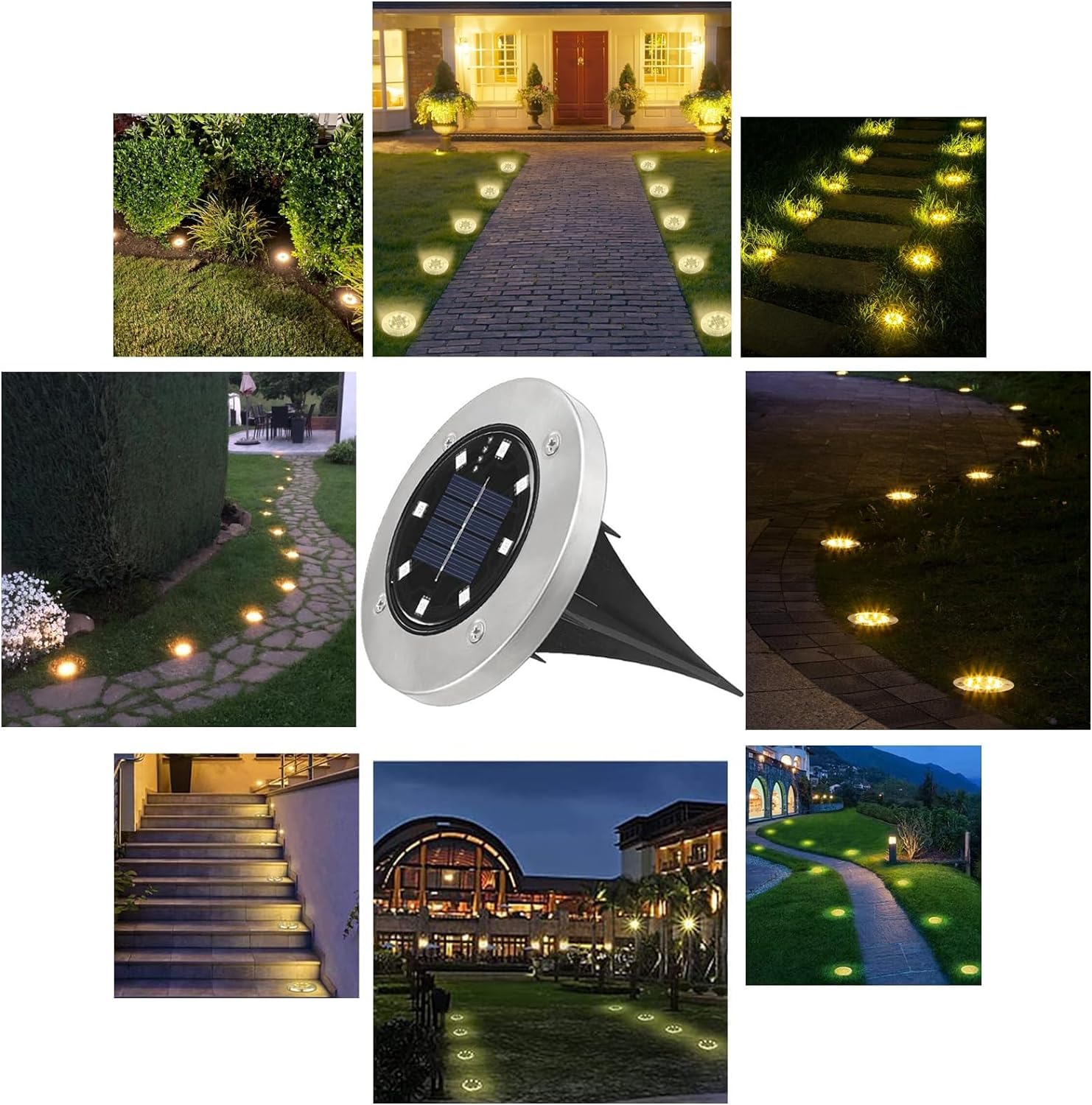 Joomer LED Lichterkette Außen Strom 20M mit 27+1 LED und 12 Stück Solar Bodenleuchten Aussen, Solarleuchten für Garten Außen mit 8 LEDs