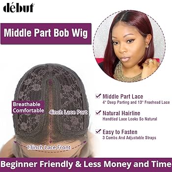 Amazon.com : DÉBUT Short Bob Wigs 1B Burgundy Lace Front
