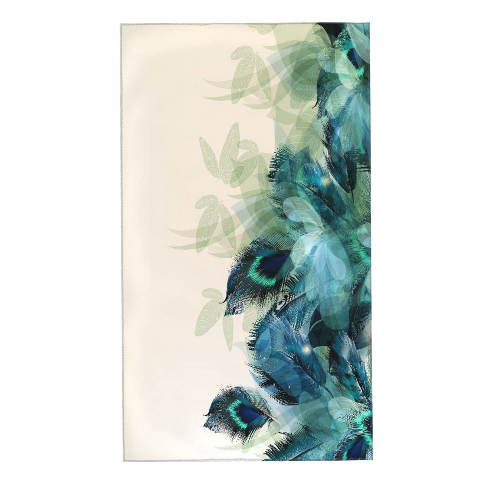 COVASA Peacock Hand Towels for Bathroom Set of 2 Green Blue Beautiful Peacock Feather Bathroom Hand Towels Microfiber Soft Highly Absorbent Face Towel
