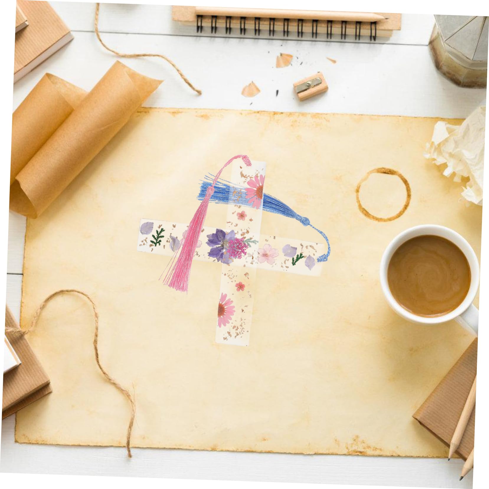 GALPADA 4 Ensembles Marque Pages Résine Avec Pompons Marque Pages Vintage Faits Main Avec Fleurs Séchées Et Élégant Pour Lecteurs Et Étudiants Rose 2 Pièces * 4