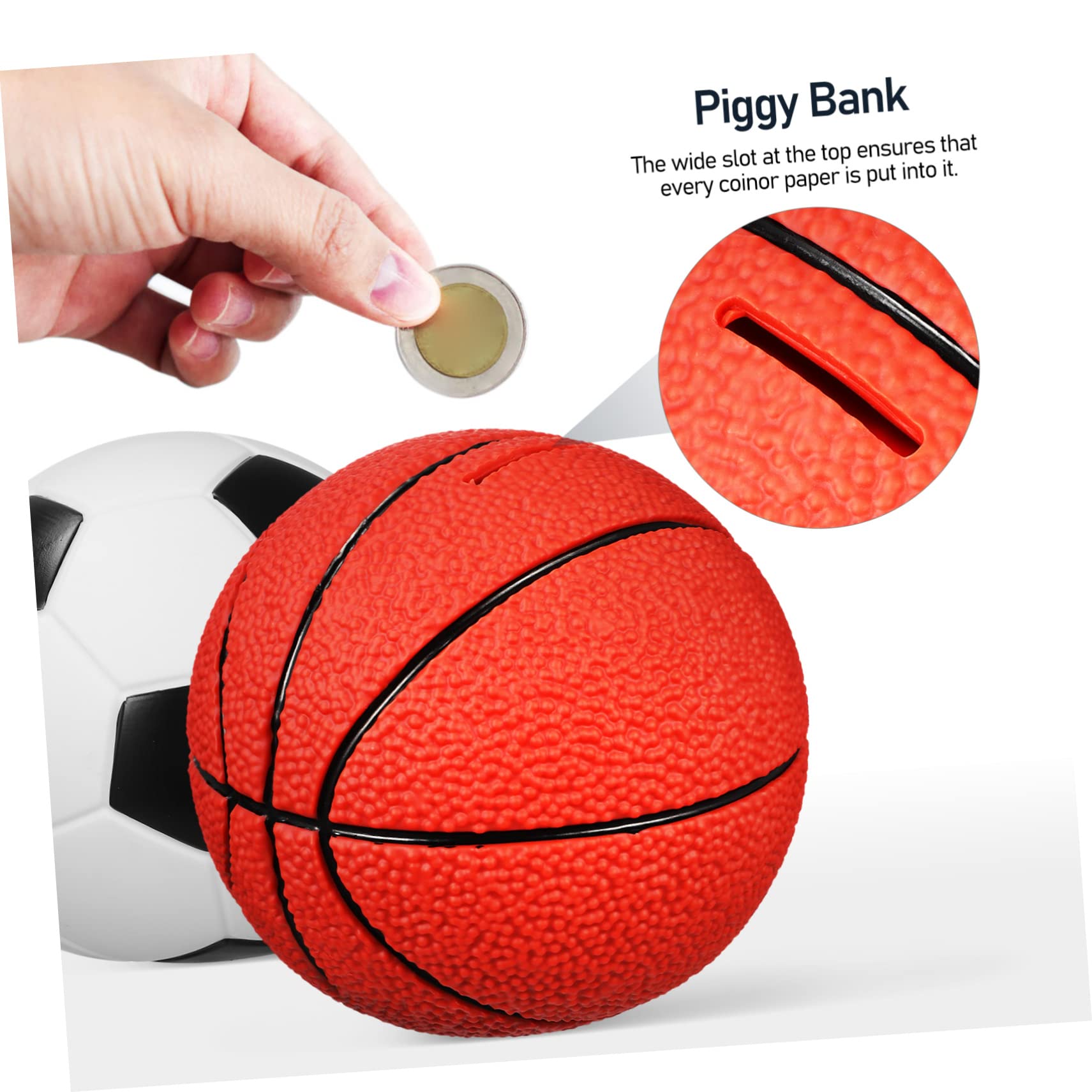 Gatuida 2pezzi Salvadanaio Ragazzo Ragazza Set Palloni Basket e Calcio Decorativi Contenitore Risparmio Monete Portatile Per Ragazzi e Ragazze Regalo Compleanno Originale Tema Sport