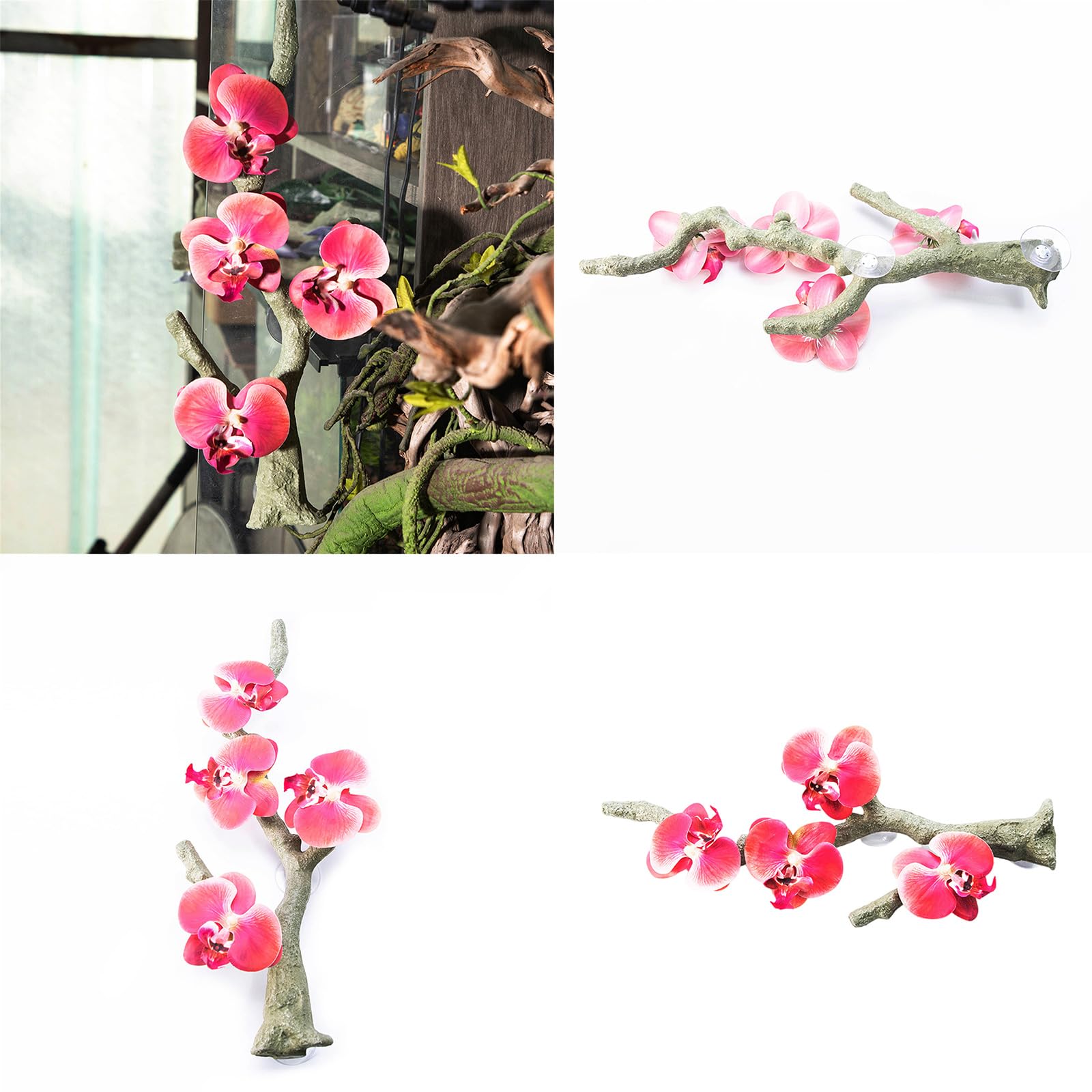 SHIUCS Reptiles Corner Branch Climbing Branch Vine for Terrariums Life Like Plant Decorative Suction Cup Vine for Turtles Lizards