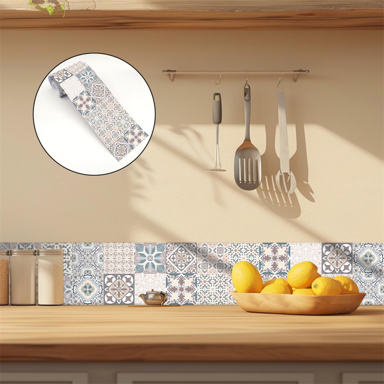 Exquisitos Azulejos Adhesivos de 30 x 240 cm, Color marrón, para baño y Cocina, Vinilo Autoadhesivo para Pared, Resistente al Agua y al Aceite, para decoración del hogar.