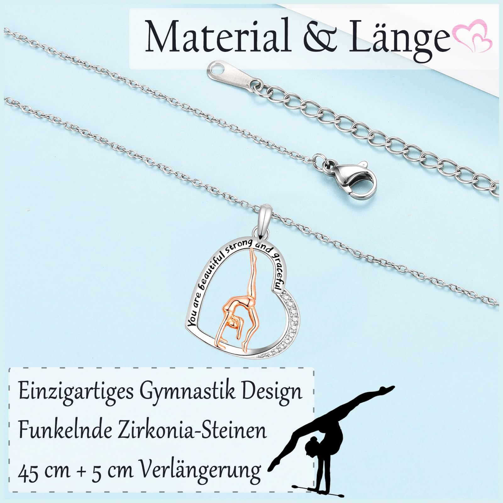 FAOMZQ Gymnastik Geschenk für Mädchen, Inspirierendes Geschenke für Turnerin, Gymnastik Halskette für Mädchen Tochter Schwester Enkelin Nichte zum Geburtstag Weihnachten Einschulung Aufführung
