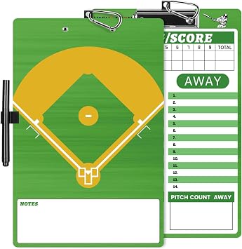 Baseball Coaches Clipboard, White Double-Sided Dry Erase Coach Clipboard, Softball Whiteboard for Coaches, Lineup White Board with Marker for Coaches Gift