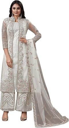 ZIYA womens Indian net material With Heavy Embroidery koti style salwar kameez 4570