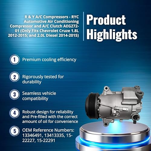 Miniatura 6 de RYC Compresor de aire acondicionado automotriz y embrague de A/C AEG272-01 (solo compatible con Chevrolet Cruze 1.8L 2012-2015; y 2.0L Diesel