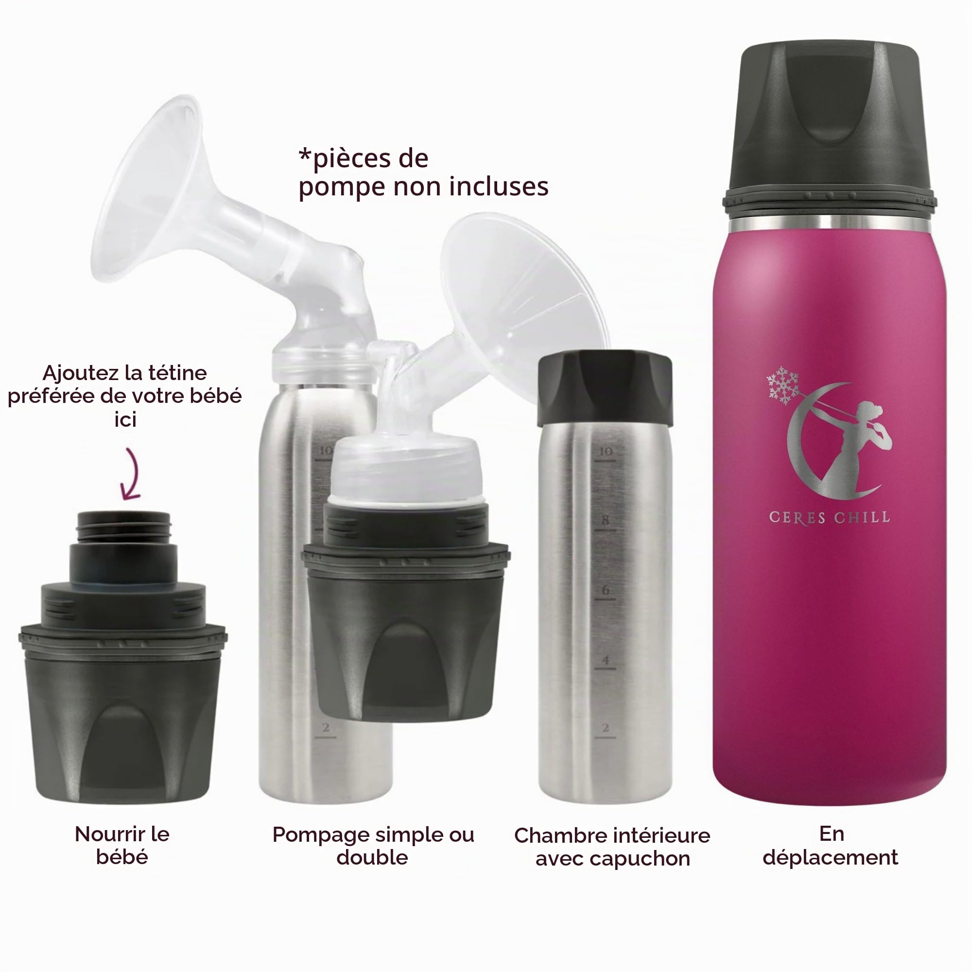 Ceres CHILL OG Refroidisseur et chauffe-lait maternel – Refroidisseur de lait maternel portable de 355 à 963,9 g, stockage et biberon pour voyage, travail ou en déplacement – Récipient compatible avec