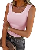 Women's Ribbed Tank Tops Knit Scoop Neck Sleeveless Fitted Casual Tops Summer Slim Basic Tee Shirts