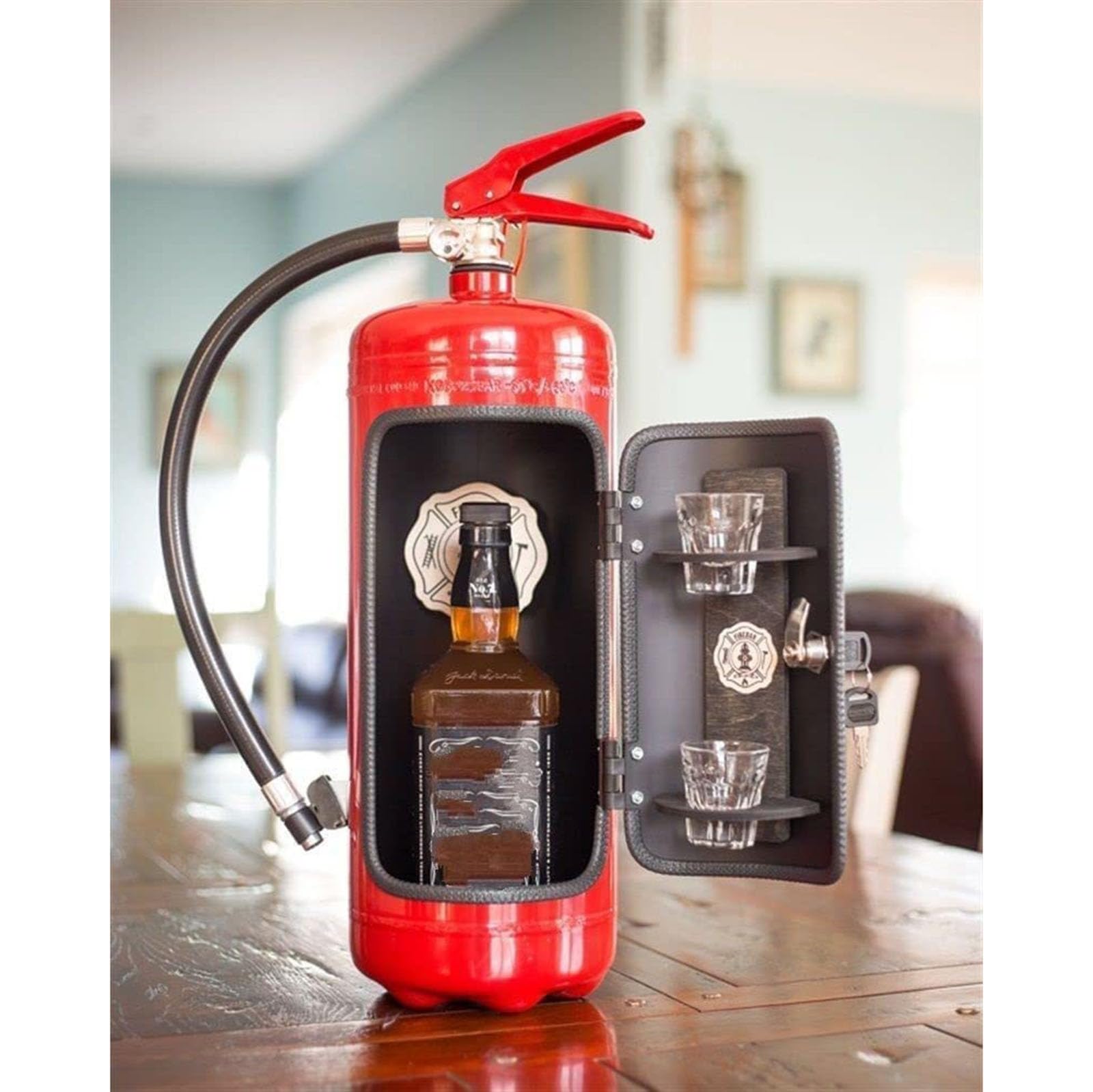 Aufbewahrungsbox für Feuerlöscher Minibar Tragbare Aufbewahrungsbox für Spirituosen und Gläser Weinkühler Ornamente Geschenke für Männer,33cm