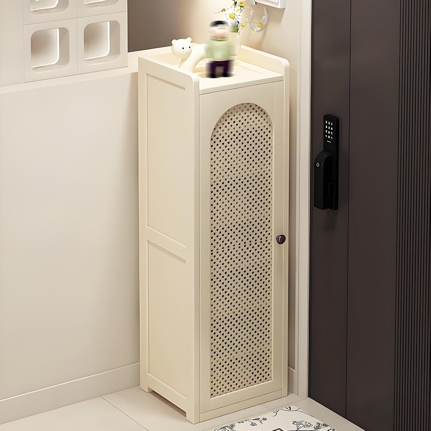 Bamboo Shoe Storage Cabinet with Breathable Doors for Entryway and Living Room Organization