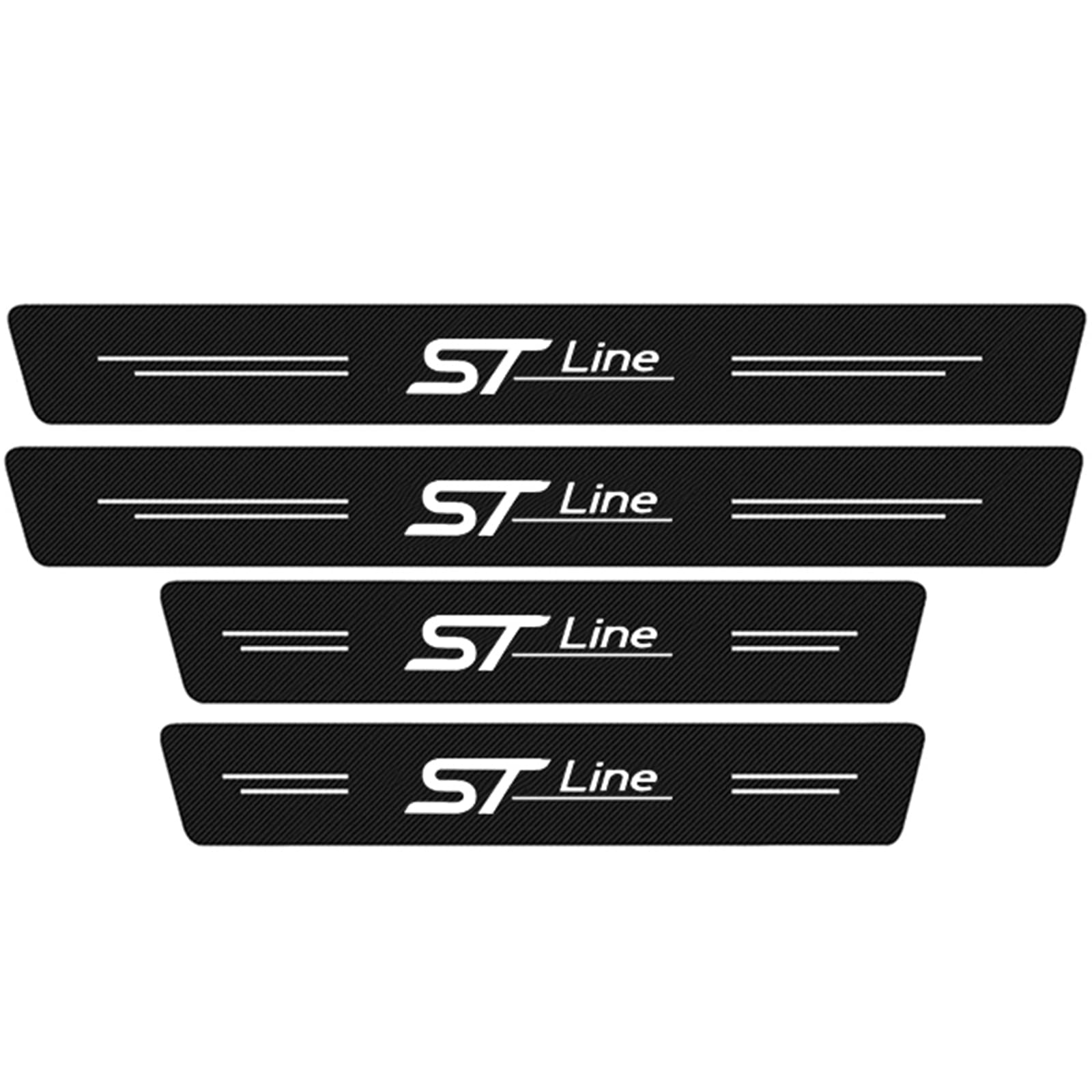 Eagleg St~Line 4Pcs Car Door Sill Protector Strips For Fo-Rd Focus Fiesta Fusion Kuga Edge St-Line S-Max C-Max, Carbon Fiber Automobile Threshold Kick Plate Guard Sticker Styling Decor Accessories,