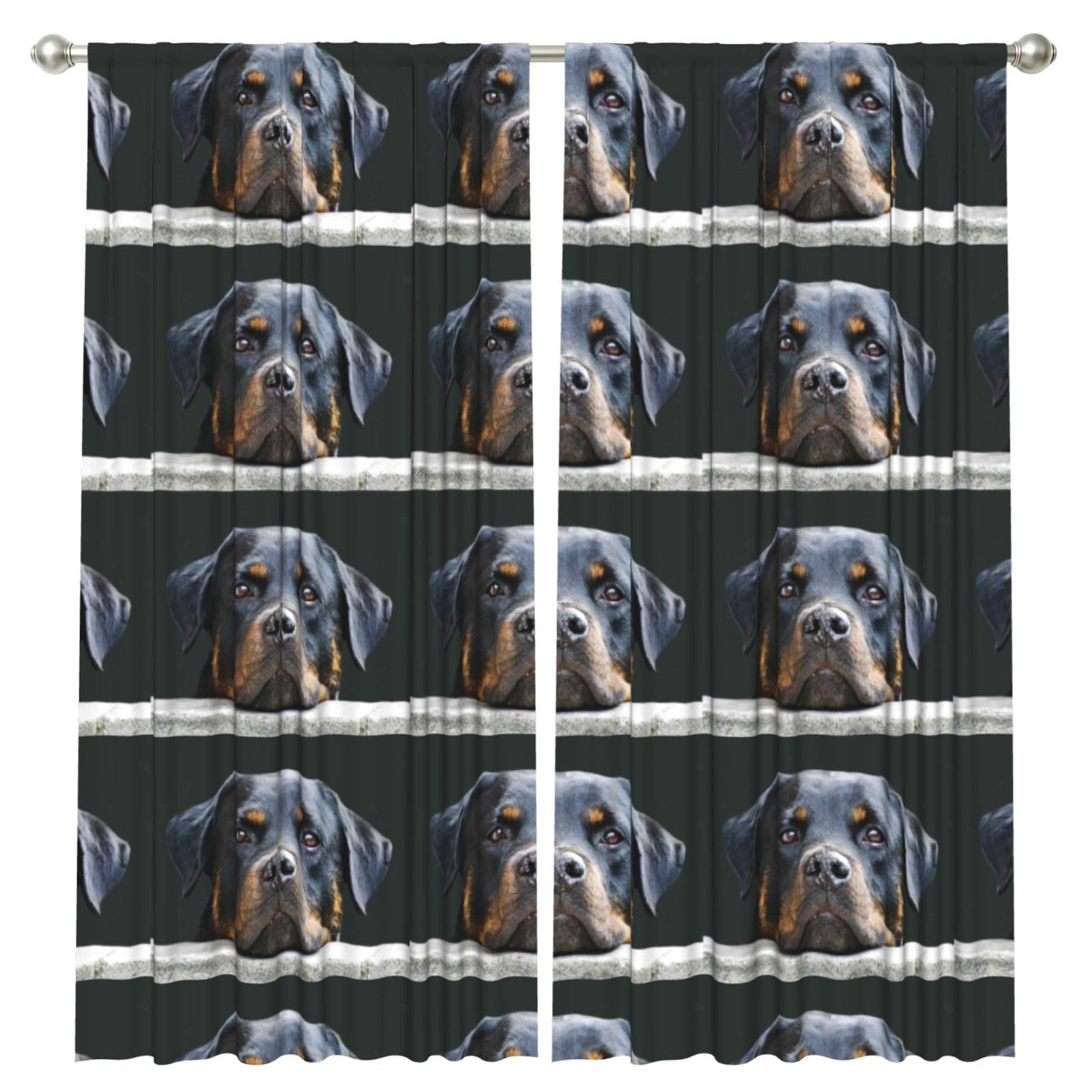 InOmak Rottweiler Pets Dogs Rottweiler, 2 Panels Window Curtains 52 x 84 Inch Blackout Curtains for Living Room Bedroom