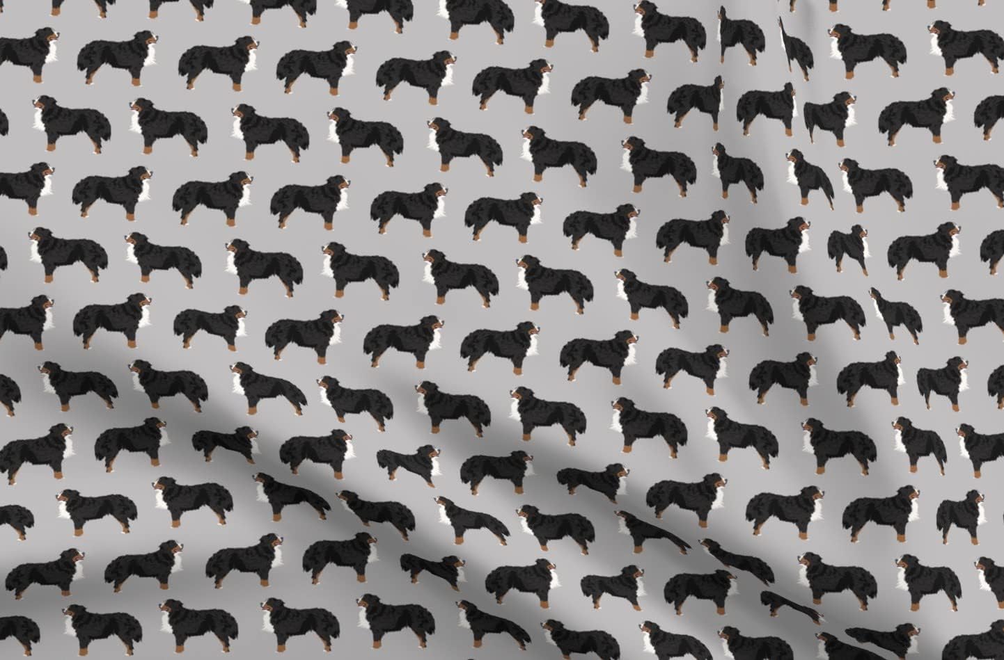 Spoonflower Fabric - Bernese Mountain Dog Breed Dogs Cute Best Pet Gray Printed on Upholstery Velvet Fabric Fat Quarter - Upholstery Home Decor Bottomweight Apparel