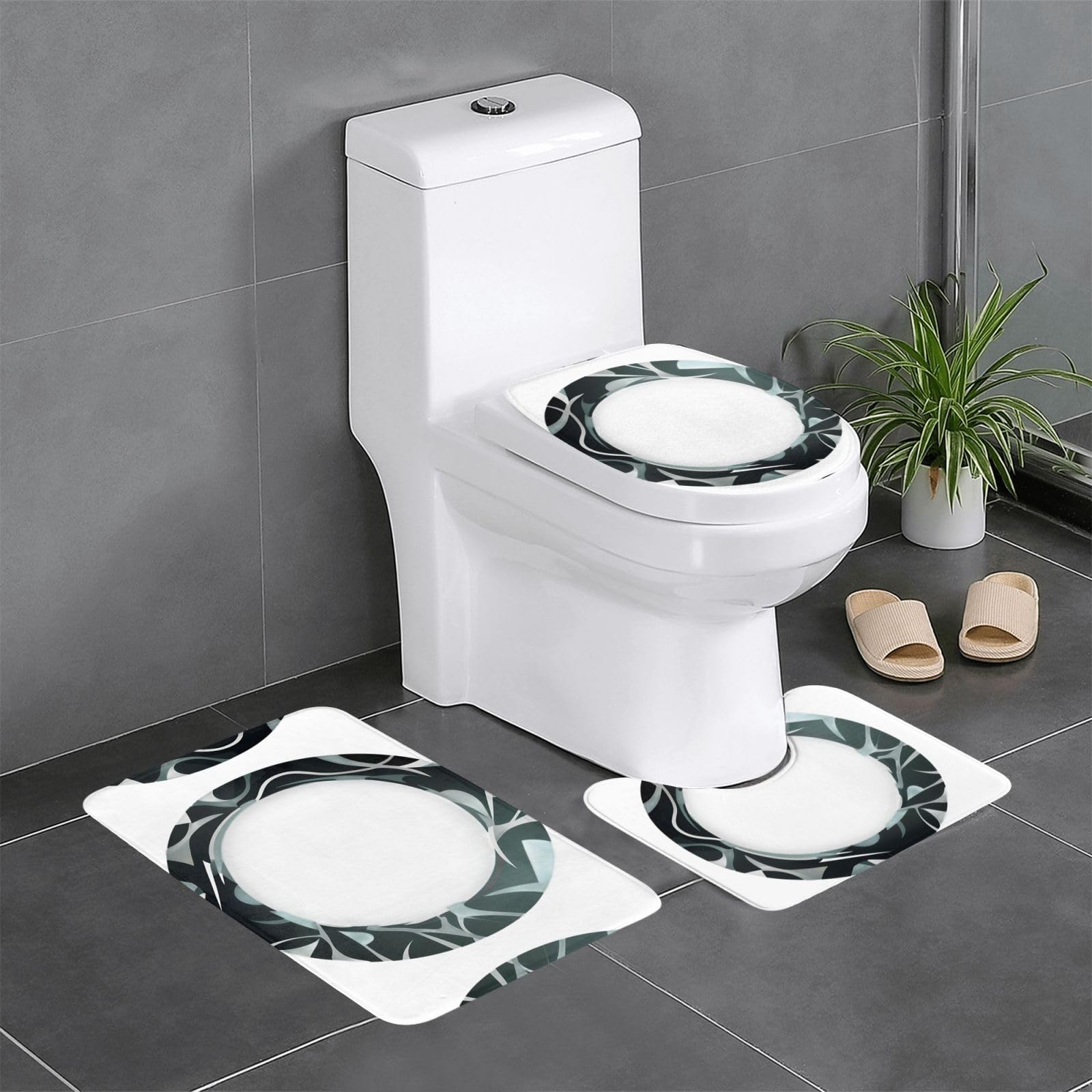 Tapis pour salle de bain antidérapants 3 pièces baignoire toilettes meuble-lavabo