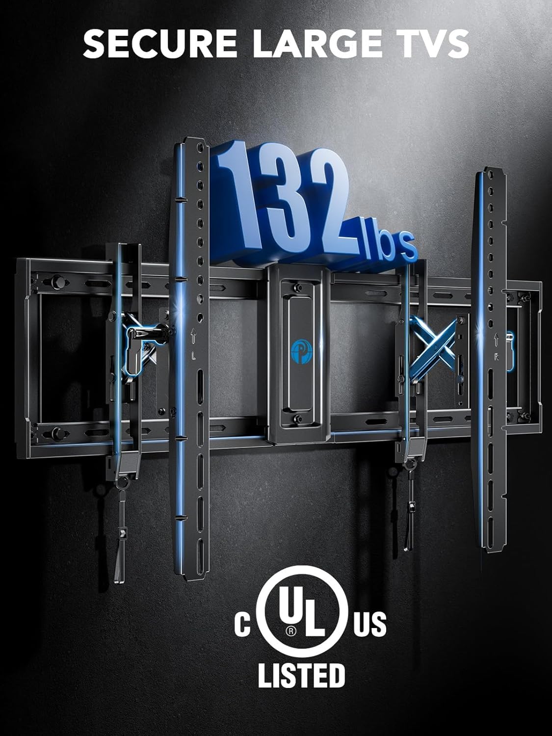 Pipishell Soporte de pared para TV con certificación UL para televisores de 42 a 90 pulgadas de hasta 130 libras, soporte de TV inclinable avanzado con inclinación completa de 15°, extensión de brazo