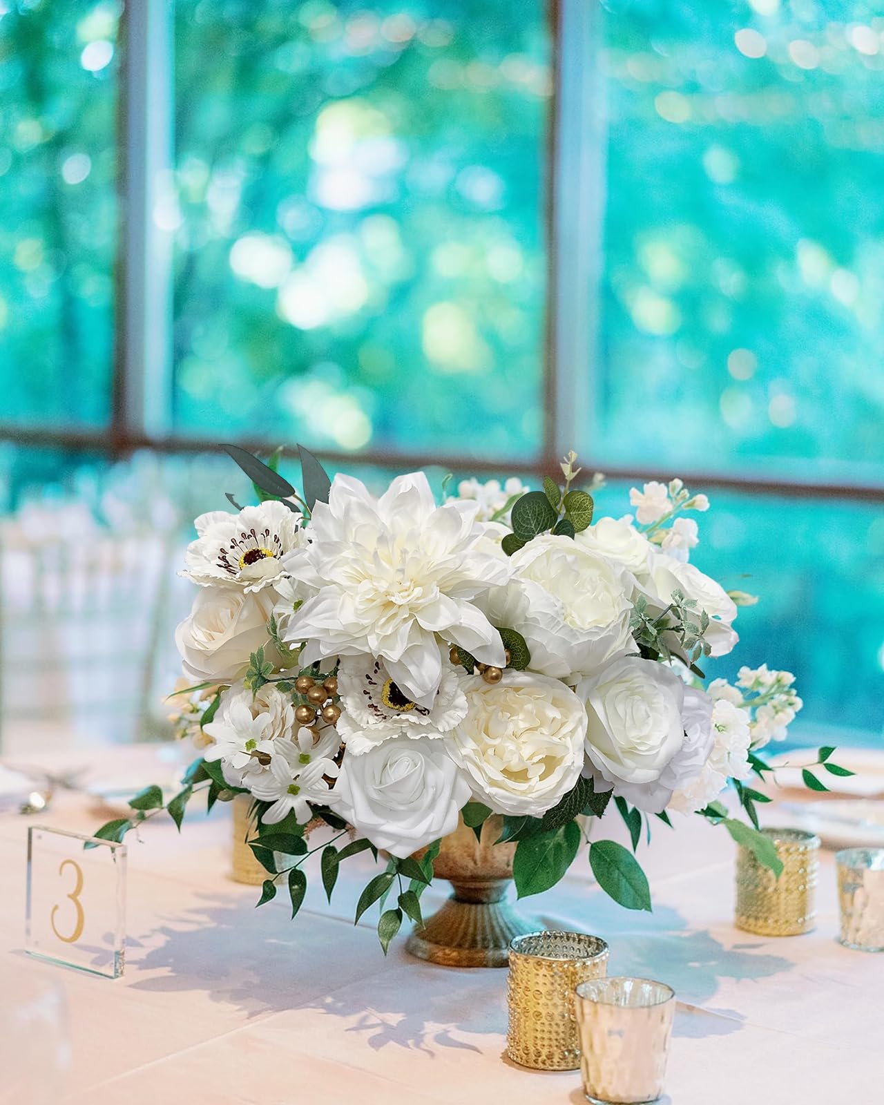 Floroom 50pcs Artificial Foam Roses - Ivory White, 3" Blooms, 8" Stems, With Leaves For DIY - View #9
