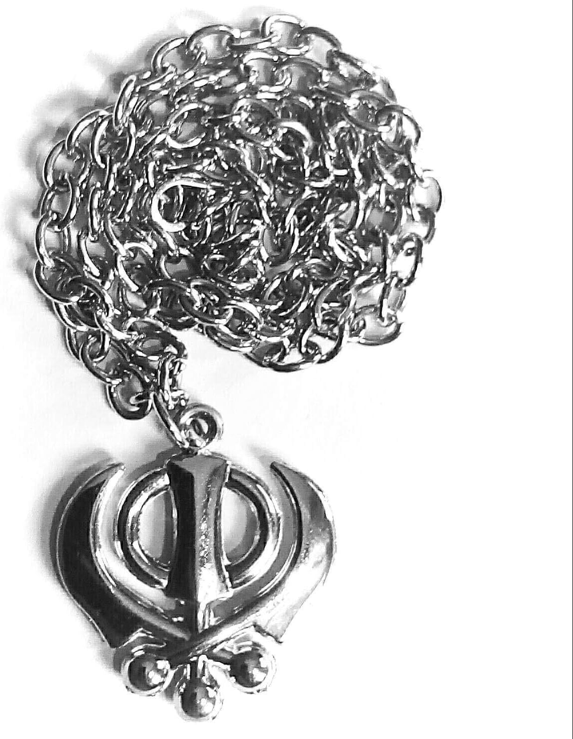 Stainless Steel Punjabi Sikh Khanda Pendant & Chain Neckless CAR Hanging Wall Door Hanging Bracelet for Prosperity Good Luck Perfect Housewarming Gift,Success Power Growth Remove Obstacles.