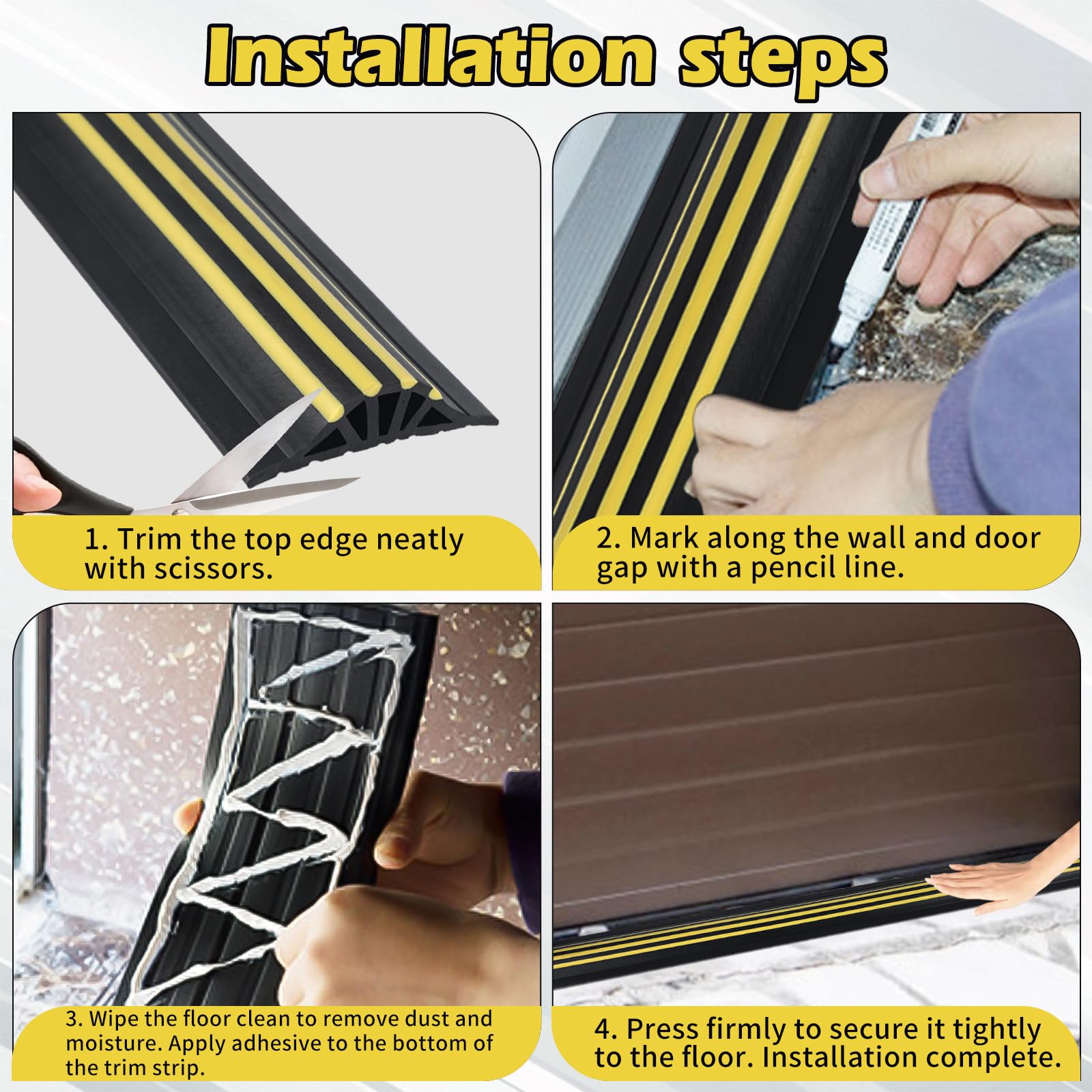 CEIEVER Joint Seuil Porte de Garage 2.5M 110X30MM en Caoutchouc d'Étanchéité Universelle