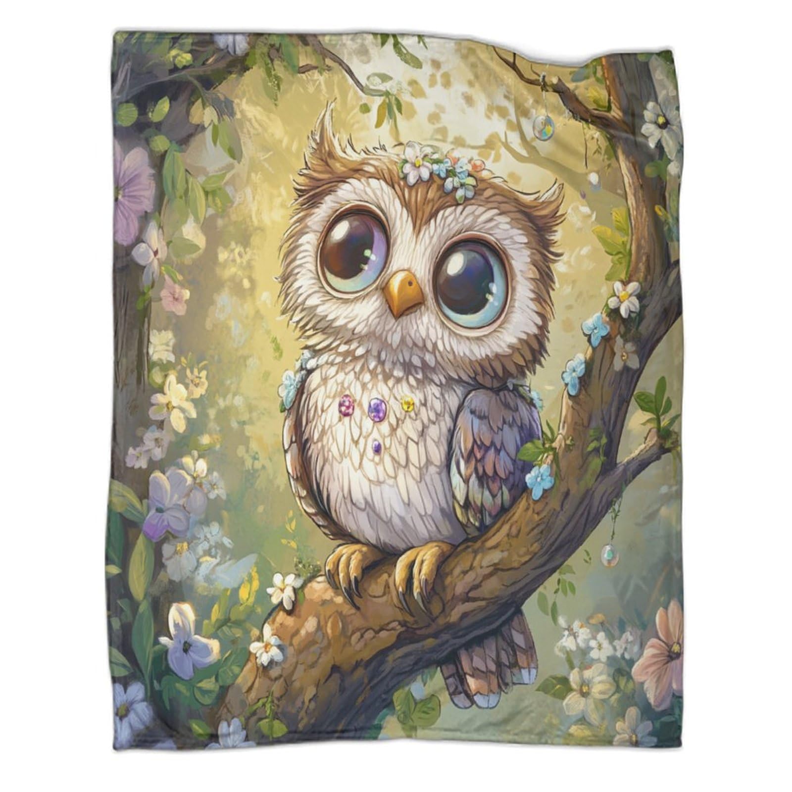 Couverture chouette 3D flanelle oiseau anti frisson legere pour les nuits