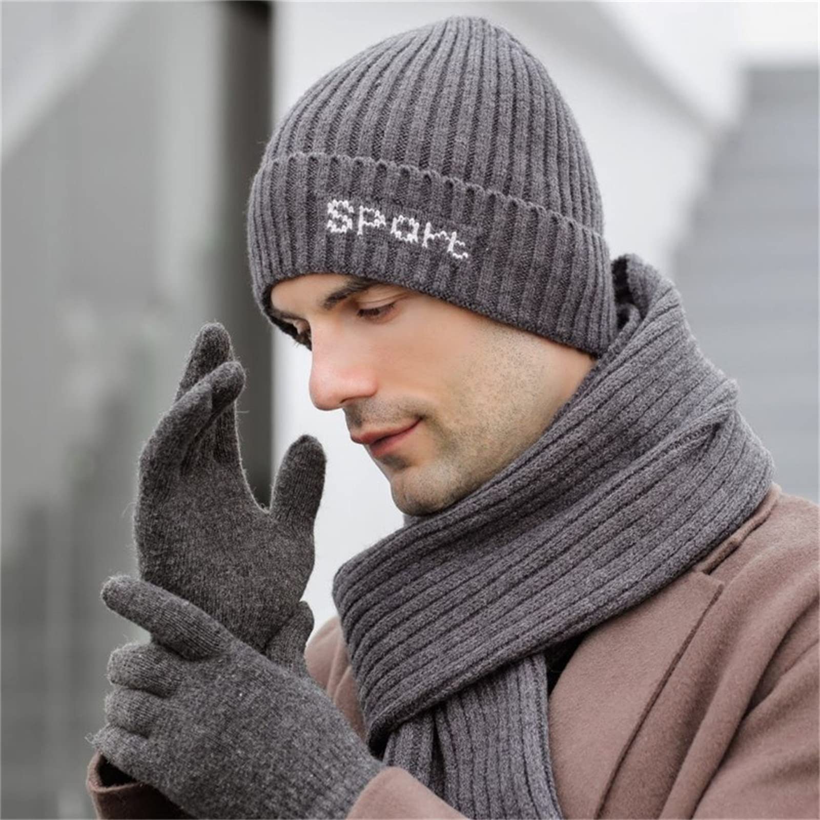 Amazon.co.jp: ニット帽 セット メンズ ニット帽 グローブ マフラー 3
