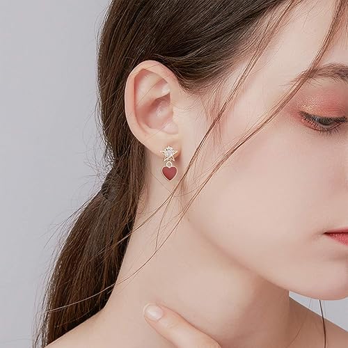 Miniatura 6 de Aylifu Dije de corazón chapado en oro, 60 dijes de corazón esmaltados en rojo, blanco y negro, hueco, en forma de corazón, joyería para hacer joyas,