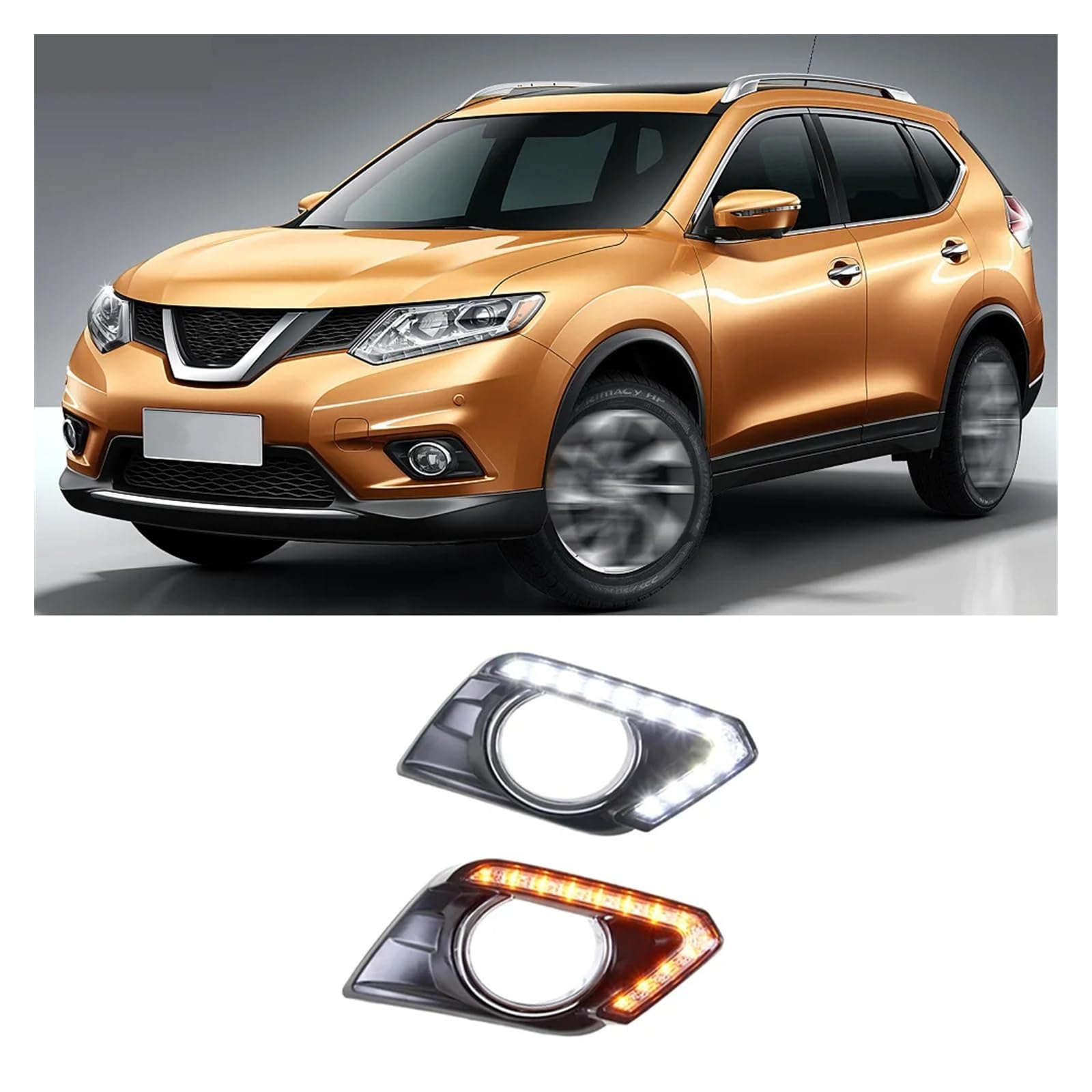 Luz De Giro Retrovisor 1 Juego Luces Circulación Diurna Drl Con Señales Giro LED Coche Auto DRL Faros Antiniebla Para Nissan Para X-trail Para Xtrail Para T32 2014 2015 2016 Luz de Marcador Lateral