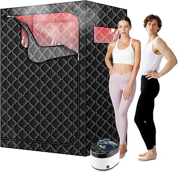 2 Person Steam Infrared Sauna Box, Portable Full Size Home Sauna Tent with 660nm Red Light Therapy, 4L 1600W Steamer, Remote Control