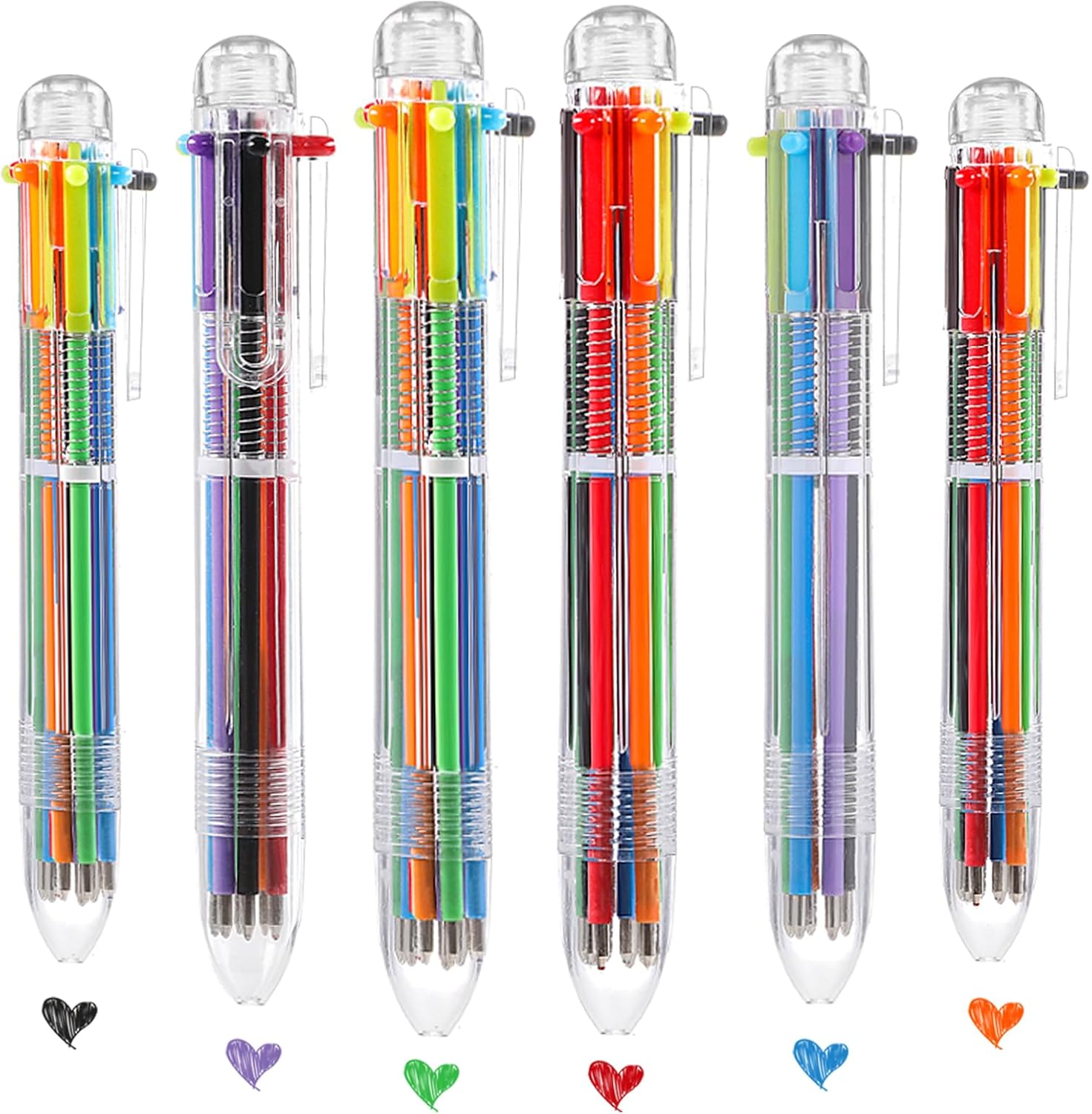 BESARME 20 Pcs Cute Pens Bulk for Kids, 6-in-1 Multicolor Ballpoint Pens