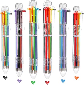 BESARME 20 Pcs Cute Pens Bulk for Kids, 6-in-1 Multicolor Ballpoint Pens | Smooth Writing, Retractable Prizes for Kids Classroom Office School, Birthday Party Favors Gifts