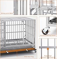 Vista 2 de Jaula de acero para perros de 48 pulgadas, resistente e indestructible XL, a prueba de escape, jaula de alta ansiedad para interiores de doble