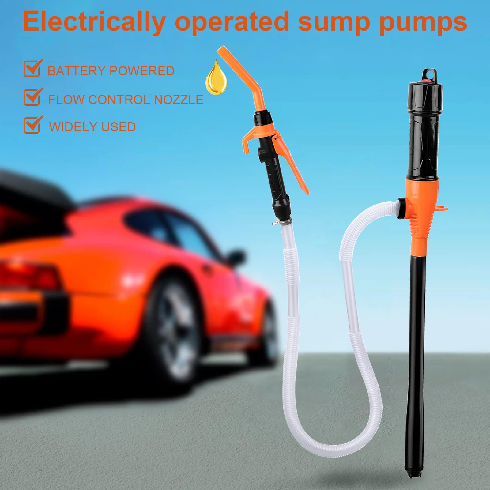 Pompa di trasferimento del carburante per taniche elettriche, a batteria, con ugelli per pistola, tubo e ugello di controllo del flusso, per benzina, diesel, cherosene